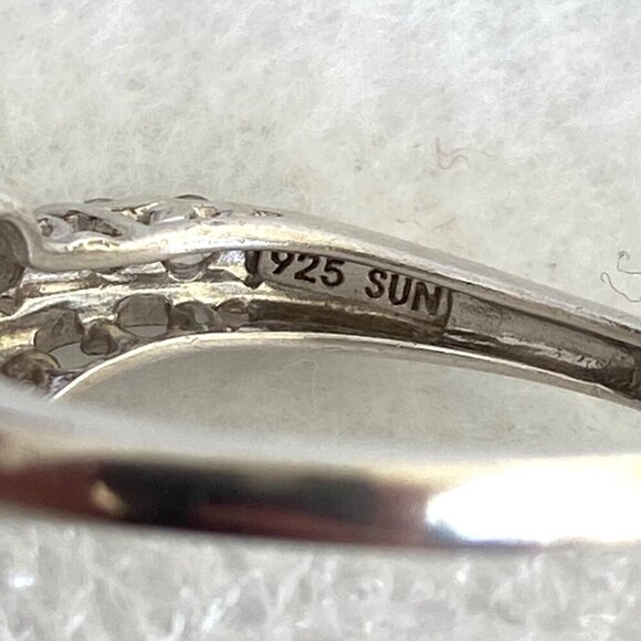 Sterling Silver 925 Round White Sapphire Multi Gemstone Engagement Ring Sz 7.25 - Picture 8 of 16